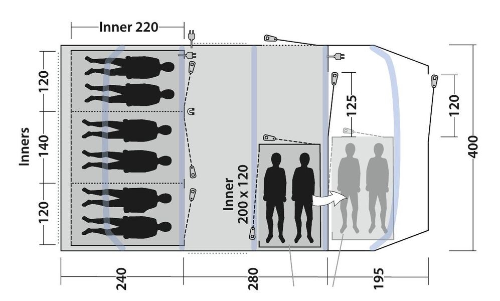 6-8 Personen Tunnelzelt Tennessee 6+2 Air