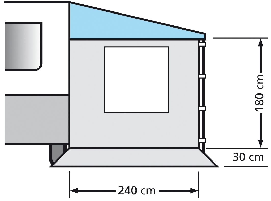 Seitenwand mit Fenstern für Sonnendächer - 240cm tief -