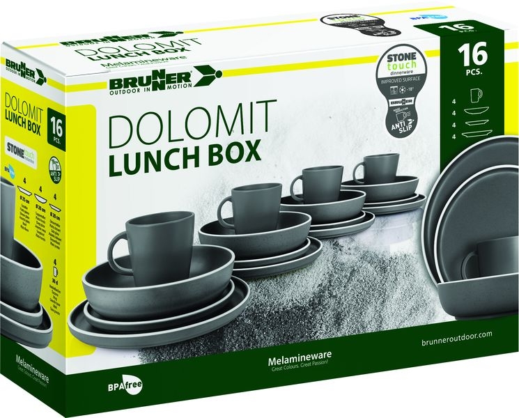 Geschirrset Lunch Box Dolomit grau 16-teilig