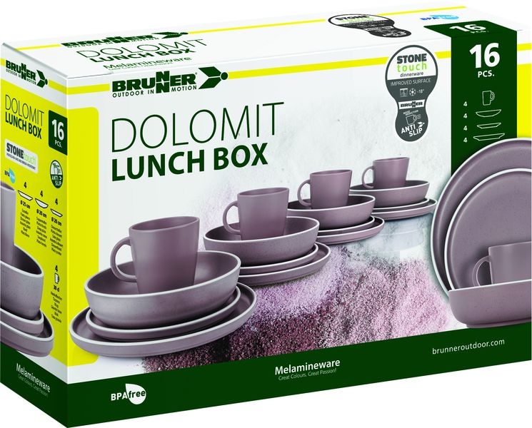 Geschirrset Lunch Box Dolomit rosè 16-teilig