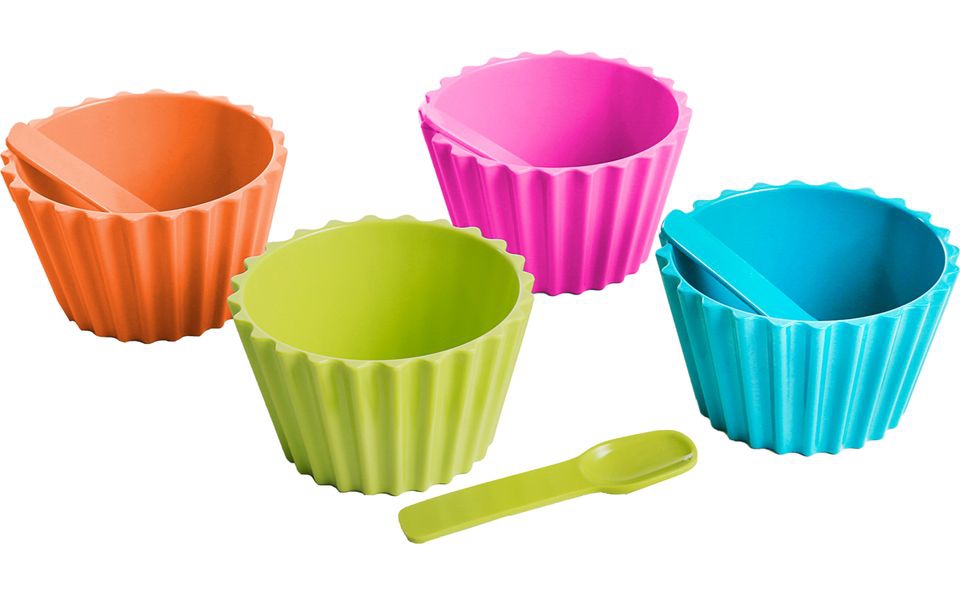 Melamin Schalen Set Ice Cream Cup Ø 12 cm mit Löffeln