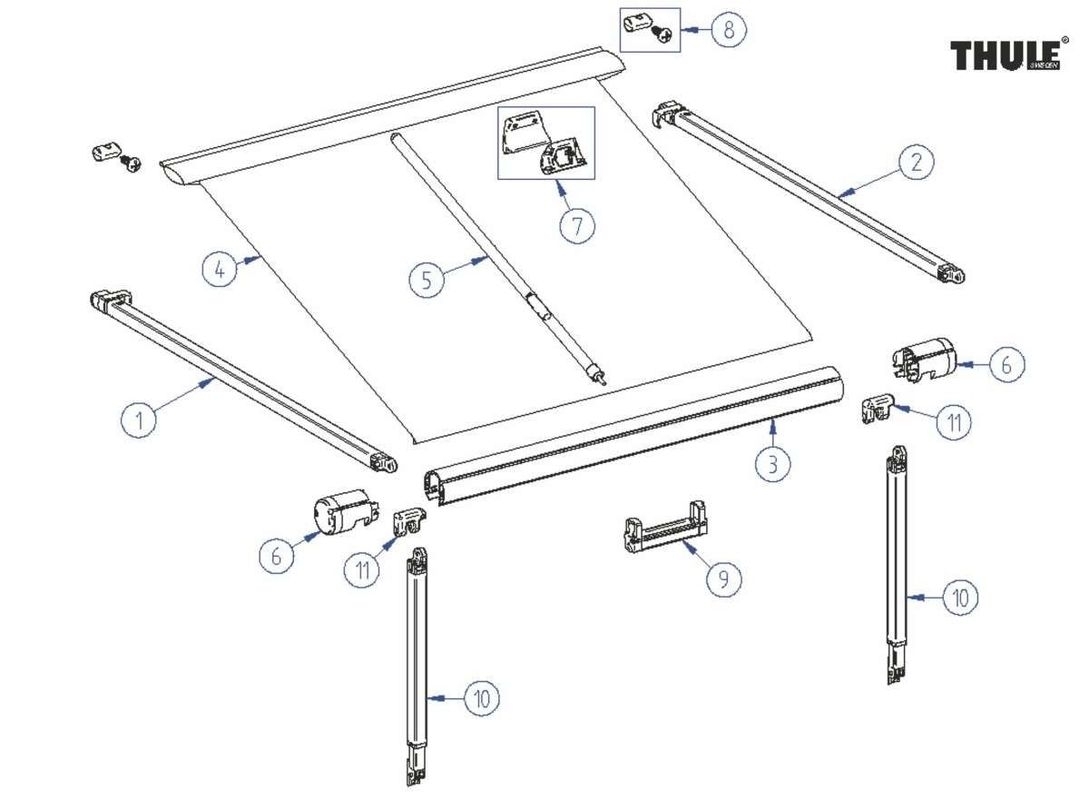 Thule OMNISTOR Sackmarkise 1200, Länge 450 cm, Mystic Grau II. Wahl