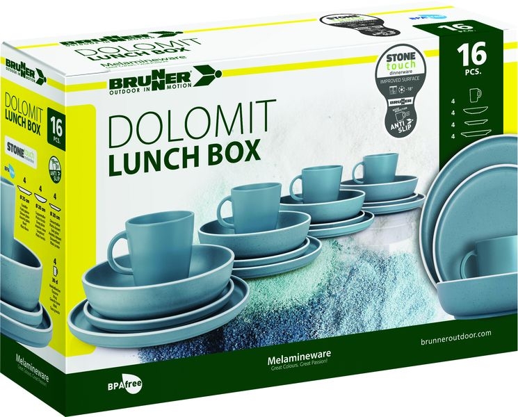 Geschirrset Lunch Box Dolomit blau 16-teilig