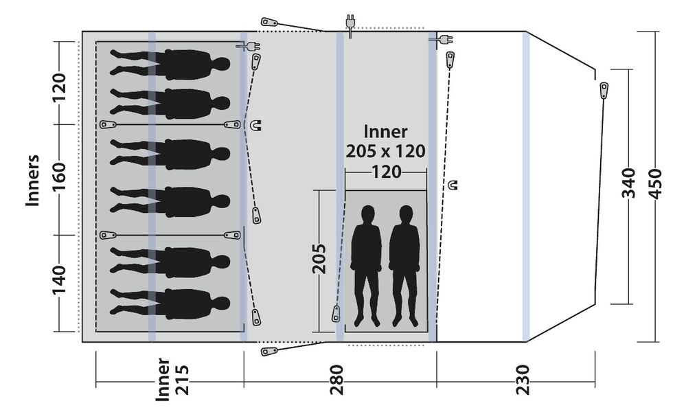 8 Personen Tunnelzelt Queensdale 8PA