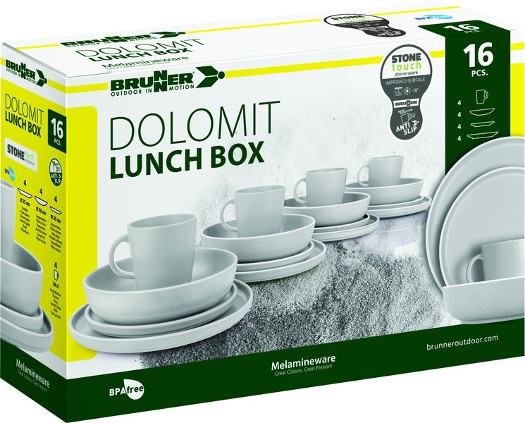 Geschirrset Lunch Box Dolomit weiß 16-teilig