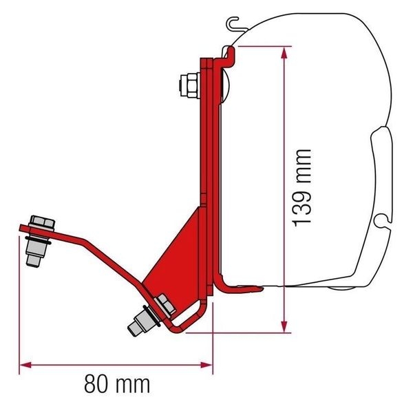 Kit Fiat Ducato Hymercar, Pössl H2 (Aufstelldach) Markisenadapter F45