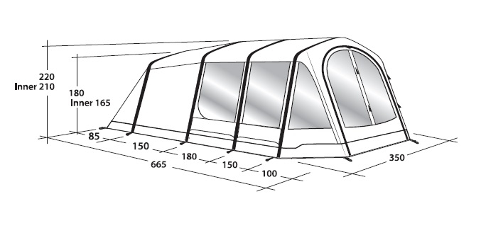 5 Personen Tunnelzelt Stone Lake 5ATC Muster in braun