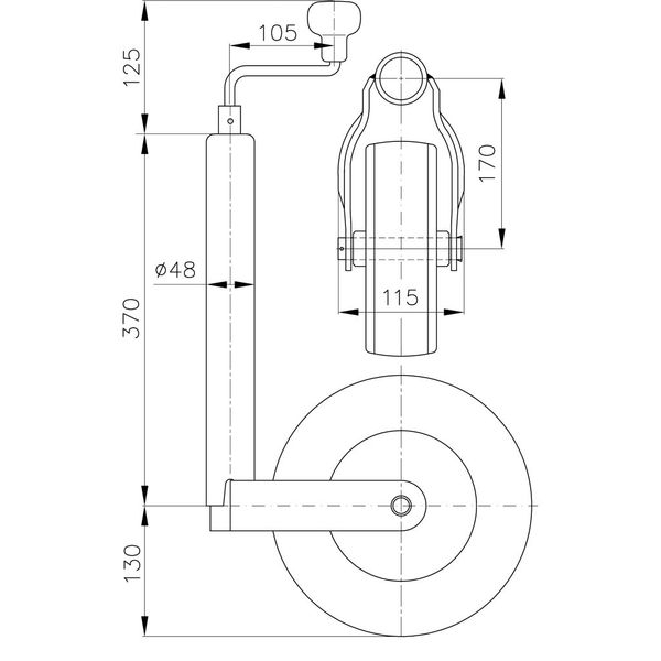 Deichselrad Luftrad 260 x 85 mit Stahlfelge