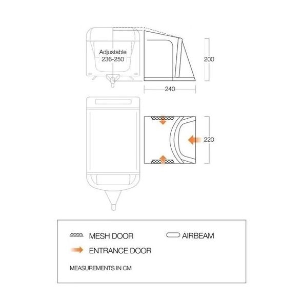 Wohnwagen Luftzelt Capella 220x240cm