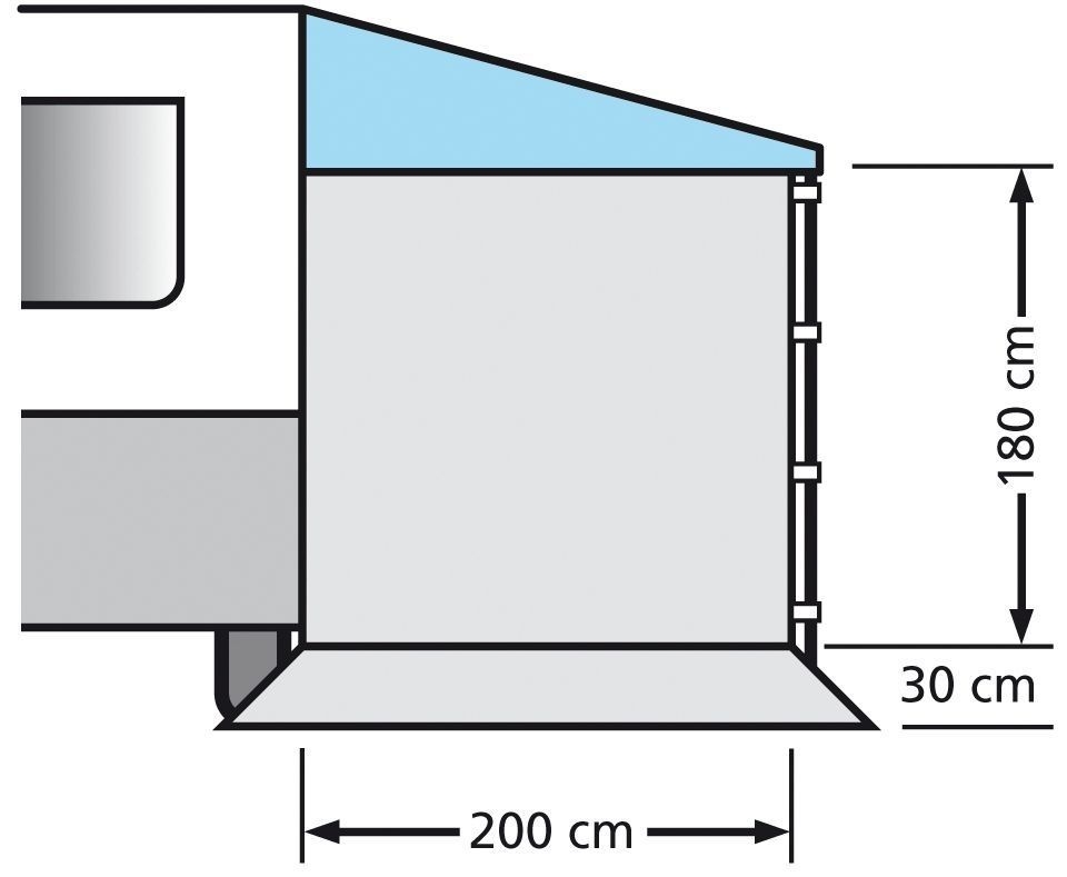 Universelle Seitenwand für Sonnendach 200 cm ohne Fenster