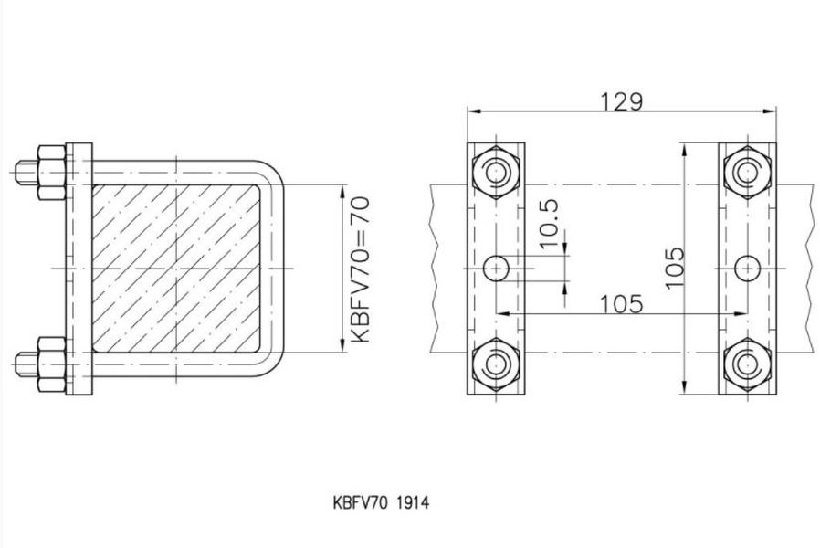 Klemmhalter mit Befestigung an 70 mm Vierkantrohr