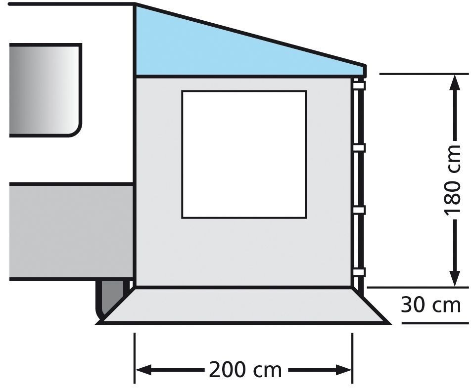 Universal Seitenteile Sonnendach 200 cm m. Fenster