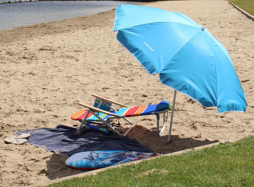 Hochwertiger Sonnenschirm Soleil Ø 180 cm Azurblau, UV Schutz 50+