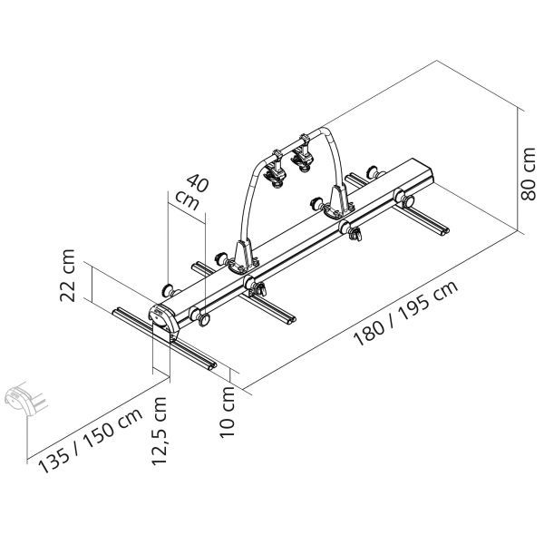 Fahrradträger VeloSlide Garage, 195 × 40 × 80 cm