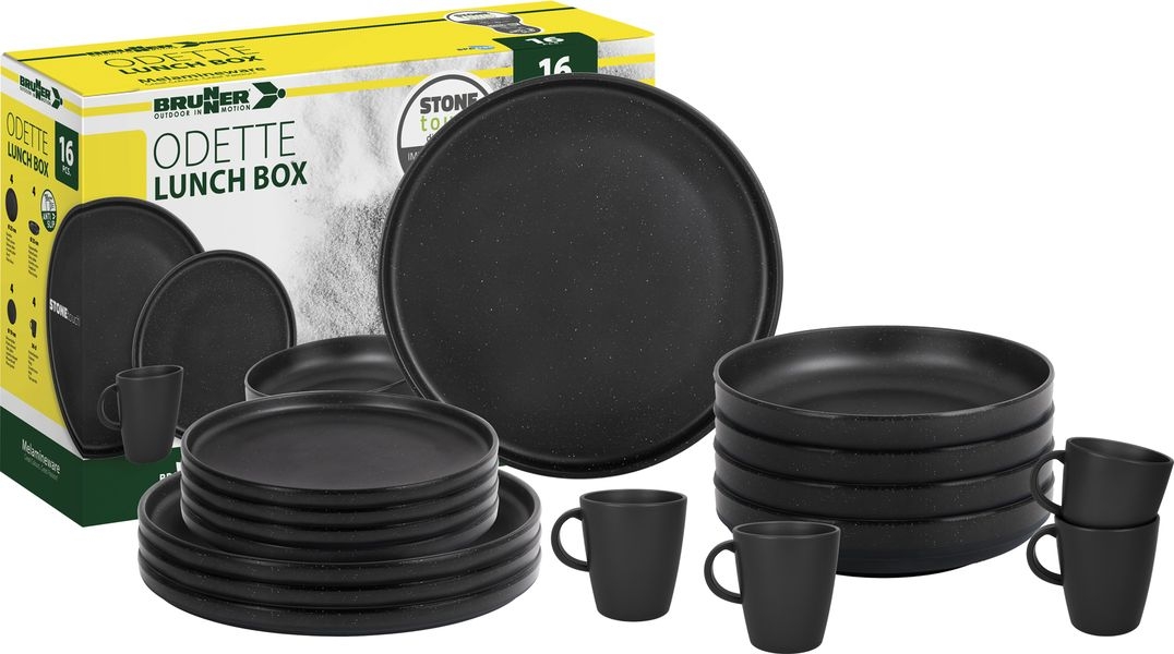 Geschirrset Lunch Box Odette double black 16-teilig