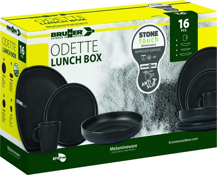 Geschirrset Lunch Box Odette double black 16-teilig